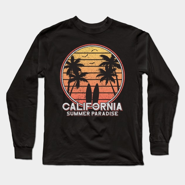 California Summer Paradise Vacation Summer Holiday Art Long Sleeve T-Shirt by XOZ